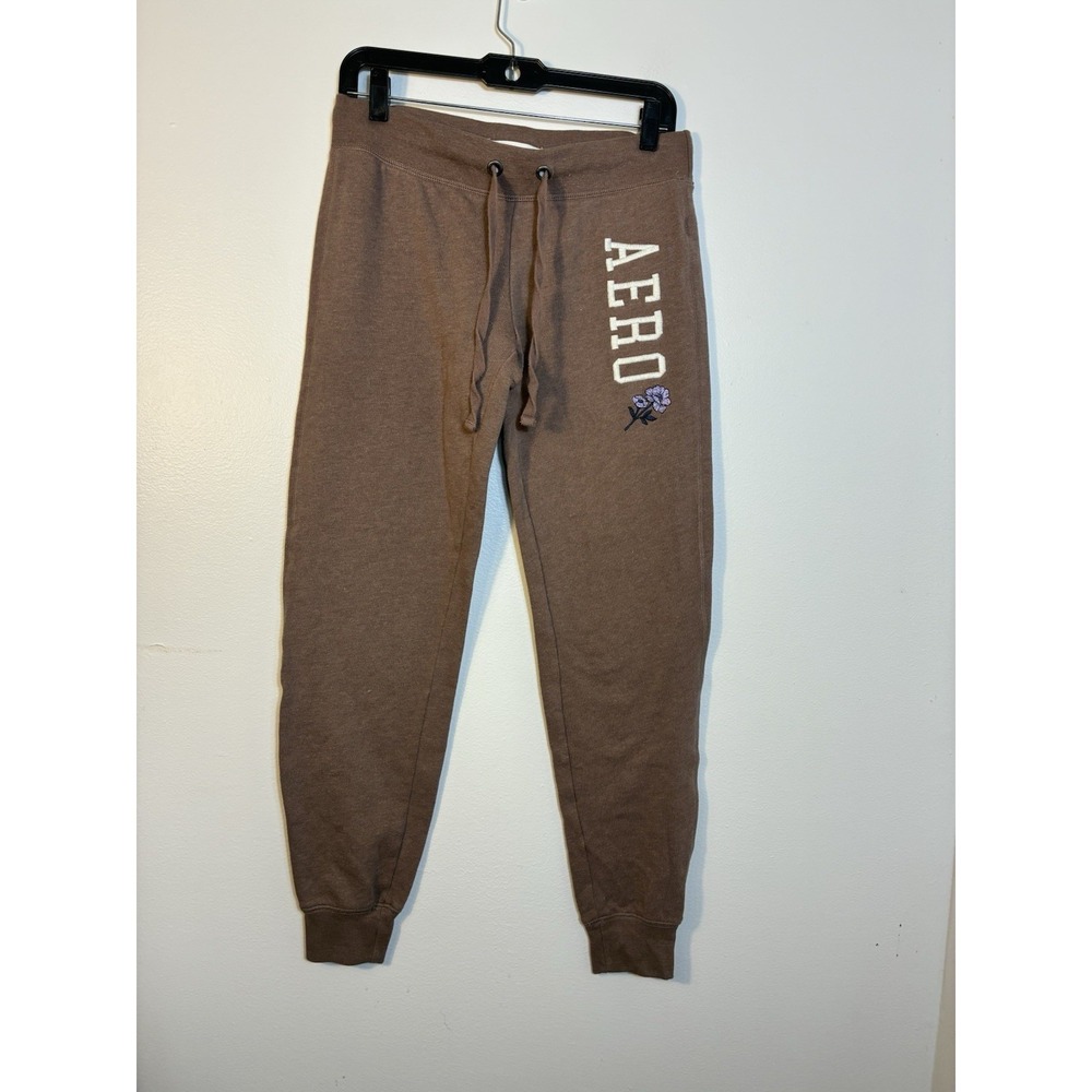 Aero Pull On Joggers Women's Sz‎ Small Brown Drawstring Fleece Y2K